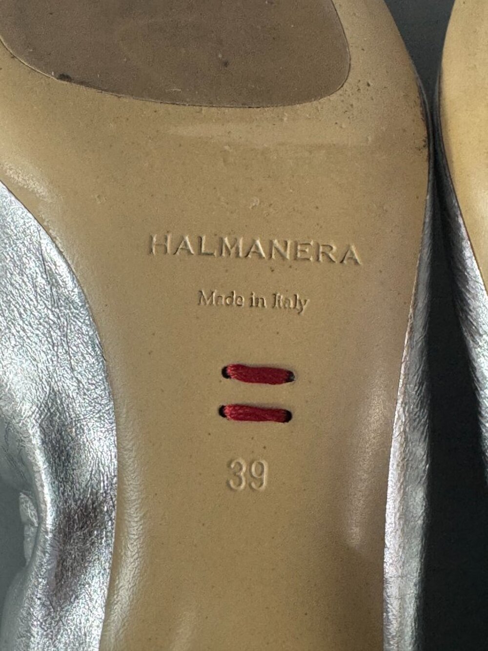 Halmanera Made in Italy Metallic Silver Blocked Heel Shoes, Size 39 - Picture 11 of 14